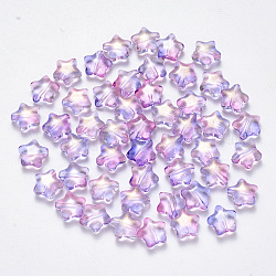 Perles de verre imprimées par pulvérisation, avec de la poudre de paillettes, étoiles du nord, lilas, 8x8.5x4mm, Trou: 1mm