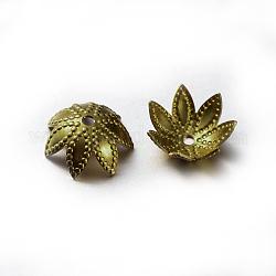 Brass Flower Bead Caps, Lead Free & Cadmium Free & Nickel Free, Antique Bronze, 8x2.5mm, Hole: 0.5mm
