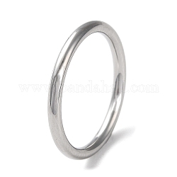 304 anillo de dedo simple de acero inoxidable para mujeres y hombres., color acero inoxidable, 1.7mm, diámetro interior: 15 mm