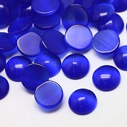 Cat Eye Cabochons, Half Round, Blue, 20x3.5~5mm