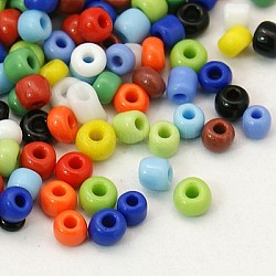 (servicio de reempaquetado disponible) perlas de vidrio, colores opacos semilla, pequeñas cuentas artesanales para hacer joyas de diy, redondo, color mezclado, 8/0, 3mm, aproximamente 12 g / bolsa