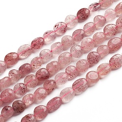 Chapelets de perles aux fraises en quartz naturel, pierre roulée, pépites, 6.5~9.5x5.5~7.5x3.5~5.5mm, Trou: 0.8mm, Environ 50 pcs/chapelet, 15.67 pouce (39.8 cm)