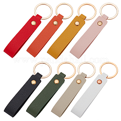 WADORN 8Pcs 8 Colors PU Leather Keychain, with Iron Ring, Rectangle, Mixed Color, 11cm, 1pc/color