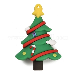 Ciondoli natalizi in pvc grandi, albero di Natale, 59x40.5x23.5mm, Foro: 2 mm