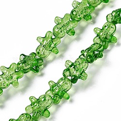 Perle di vetro trasparente, uomo zenzero, per Natale, verde lime, 15x14x7mm, Foro: 1 mm, circa 50pcs/filo, 27.17''~27.95'' (69~71 cm)