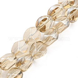 Brins de perles de verre plaqués électrolytiques, polygone facettes, mocassin, 7.5x6x6.8mm, Trou: 1mm, Environ 90 pcs/chapelet, 26.85 pouce (68.2 cm)