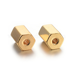 Abalorios de 201 acero inoxidable, hexágono, dorado, 8x5.5x5.5mm, agujero: 1.6 mm