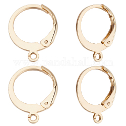 Beebeecraft 100Pcs 304 Stainless Steel Leverback Earring Findings, with Horizontal Loop, Real 24K Gold Plated, 14.5x12mm, Hole: 1.2mm, Pin: 0.8x1mm