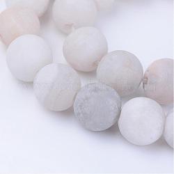 Natural Agate Beads Strands, Frosted, Round, Dyed, 8~8.5mm, Hole: 1mm, about 47pcs/strand, 15.5 inch