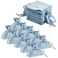 Bolsas de embalaje de tela de microfibra nbeads, para joyería, bolsas de cordón, azul, 6.9~7.5x7.5x0.4 cm