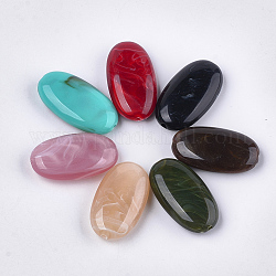 Acryl-Perlen, Nachahmung Edelstein-Stil, Oval, Mischfarbe, 34x19x9 mm, Bohrung: 2 mm