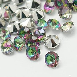 Imitation Taiwan Acrylic Rhinestone Pointed Back Cabochons, Faceted, Diamond, Colorful, 3x2mm