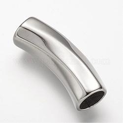 Perlas de tubo de 304 acero inoxidable, color acero inoxidable, 39x12mm, agujero: 9 mm