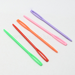 Child Plastic Knit Needles Sewing Knitting Cross Stitch, Mixed Color, 91x6x3mm, Hole: 14x2mm, about 1000pcs/bag