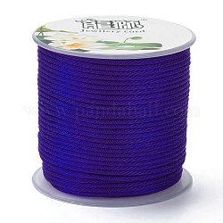Полиэстер плетеные шнуры, для изготовления ювелирных изделий из бисера, синие, 1.5 мм, около 21.87 ярда (20 м) / рулон