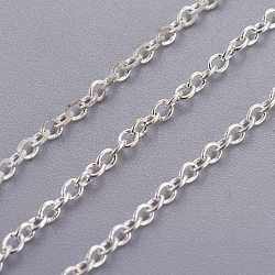 Brass Cable Chains, Unwelded, Oval, Silver, 2x0.4mm