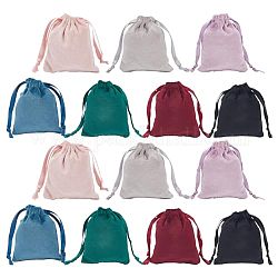 Delorigin 28 borsa con coulisse per gioielli in velluto in 7 colori, con nastro di raso, rettangolo, colore misto, 10x8x0.3cm, 4 pz / colore