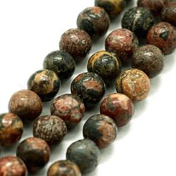 Chapelets de perles de jaspe en peau de léopard naturel, ronde, 6mm, Trou: 0.8mm, Environ 63 pcs/chapelet, 14.76 pouce (37.5 cm)