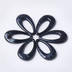 Pendentifs acryliques, style de pierres fines imitation, larme, noir, 44.5x25.5x6mm, Trou: 1.4mm, environ 185 pcs/500 g
