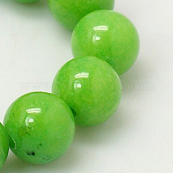 Natur Mashan Jade runde Perlen Stränge, gefärbt, hellgrün, 12 mm, Bohrung: 1 mm, ca. 34 Stk. / Strang, 15.7 Zoll
