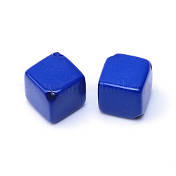 Perles acryliques opaques, cube, bleu, 8x8x8mm, Trou: 1mm, environ 880 pcs/500 g