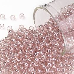 Toho perles de rocaille rondes, Perles de rocaille japonais, (290) rose lustrée transparente, 8/0, 3mm, Trou: 1mm, à propos 222pcs / bouteille, 10 g / bouteille