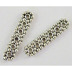 Tibetan Style Alloy Spacer Bars, Rectangle, Lead Free & Cadmium Free, 6-Hole, Antique Silver, 20x5mm, Hole: 1mm