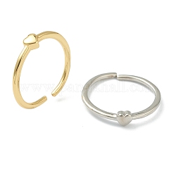 Brass Cuff Rings, Open Rings, Long-Lasting Plated, Heart, Mixed Color, US Size 6, Inner Diameter: 17mm