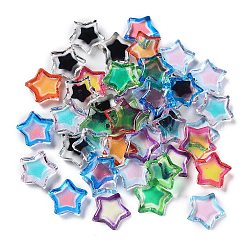 Cabochons en résine bicolore transparente, étoiles du nord, couleur mixte, 9.5x9.8x2.5mm