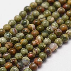 Chapelets de perles en jaspe de rhyolite naturelle, ronde, 3mm, Trou: 0.5mm, Environ 125 pcs/chapelet