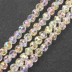 Chapelets de perles en verre électroplaqué, plein arc-en-plaqué, toupie avec facettes, jaune clair, 8x9.5x8.5mm, Trou: 1.5mm, Environ 72 pcs/chapelet, 26.93'' (68.4 cm)