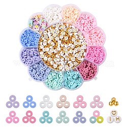 DIY Colorful Polymer Clay Beads Jewelry Making Kit, Including Flat Round Plating Acrylic Beads, CCB Plastic Round Beads and Disc/Flat Round Handmade Polymer Clay Beads, Mixed Color, about 118g/box