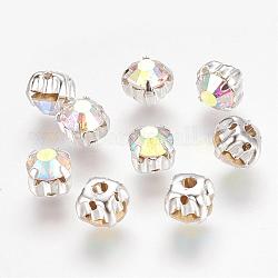 Cose en el rhinestone, Diamantes de imitación de cristal, Grado A, color de ab, semicírculo, plata, 6x5mm, agujero: 1.5 mm