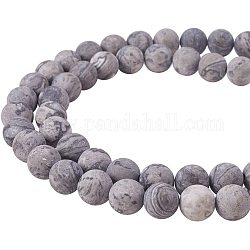 Pandahall élite givré naturel brins de perles de pierre picasso pour la fabrication de bijoux, ronde, 8mm, trou: 1 mm environ 15.3 pouces de long