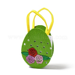Sac de bonbons aux œufs de Pâques en tissus non tissés, avec poignées, sac cadeau cotillons pour enfants garçons filles, vert jaune, 22.5x12x6.3 cm
