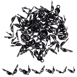 Unicraftale alrededor de 60 piezas electroforesis negro puntas de cuentas de acero inoxidable extremos de cable abiertos crimpado puntas de cuentas tapa de extremo tapas de nudo para la fabricación de joyas artesanales