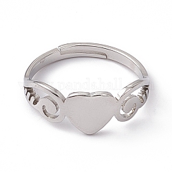 201 anillo ajustable corazón de acero inoxidable para mujer, color acero inoxidable, nosotros tamaño 6 1/4 (16.7 mm)