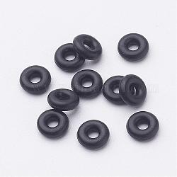 Joints en caoutchouc noir, perles d'espacement de beignet, clip de perles de bouchon européen, environ 6 mm de diamètre, épaisseur de 1.9mm, 2.2 mm de diamètre intérieur 