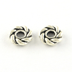 Flower Tibetan Style Alloy Spacers Beads, Cadmium Free & Lead Free, Antique Silver, 8x2mm, Hole: 2.5mm, about 2430pcs/1000g