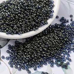 Miyuki runde Rocailles Perlen, japanische Saatperlen, 8/0, (rr2447) undurchsichtiger dunkler Olivenglanz, 3 mm, Bohrung: 1 mm, ca. 2111~2277 Stk. / 50 g