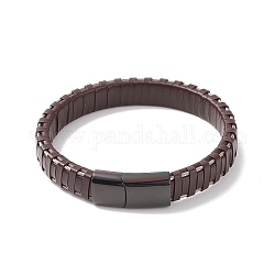 Bracelets de cordon en cuir, avec fermoirs magnétiques en 304 acier inoxydable, brun coco, 8-7/8 pouce (22.5 cm), 11.5mm
