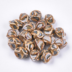Perline porcellana fatto a mano, fantasia antico porcellanato smaltato, twist, Perù, 17x14x14mm, Foro: 2.5 mm