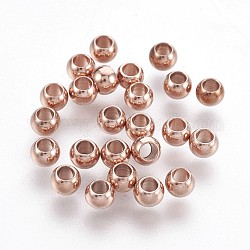 Perles en 201 acier inoxydable, rondelle, or rose, 2.9x4mm, Trou: 1.8mm
