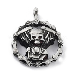 Tibetan Style Alloy Pendnat, Frosted, Skull, Antique Silver, 49.5x40x12mm, Hole: 5.5x4mm