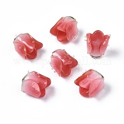 Perline di plastica, fiore, rosso, 13~15x13.5~15x13.5~15mm, Foro: 0.8 mm