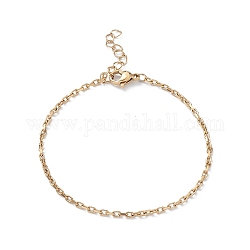 Ion Plating(IP) 304 Stainless Steel Cable Chain Bracelet for Men Women, Golden, 6-3/4 inch(17.2cm)