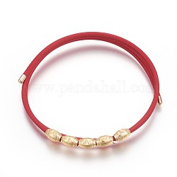 Bracelets de corde de fibre de polyacrylonitrile, avec des perles en laiton, véritable 24k plaqué or, Plaqué longue durée, bracelets magnétiques, rouge, 2 pouce (5.1 cm) ~ 2 pouces (5.2 cm)