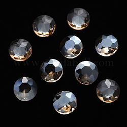 Плоские круглые стеклянные кабошоны прозрачный, ногтей декоративные аксессуары, граненые, темно-золотистые, 8x4 мм