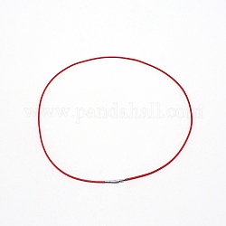 Fabrication de colliers de cordes cirées en polyester, avec 304 fermoirs à baïonnette en acier inoxydable, couleur inoxydable, rouge, 56x0.2 cm