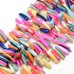 Dyed Natural Freshwater Shell Beads Strands, Rice, Mixed Color, 6~28x5~9x1.5~6mm, Hole: 0.5mm, about 107pcs/strand, 16inch